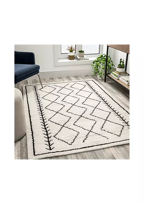 Best deal โ๏ธ Geometric Style Bohemian Shag Area Rug - 5' x 7' - Ivory by Belnick ๐ 2 Best deal โ๏ธ Geometric Style Bohemian Shag Area Rug - 5' x 7' - Ivory by Belnick ๐ - Image 2
