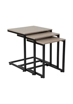 Wholesale 🧨 Midtown Collection Sonoma Oak Wood Grain Finish Nesting Tables with Black Metal Cantilever Base by Belnick 🛒