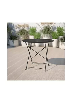 Coupon 😀 Round Indoor Outdoor Steel Folding Patio Table by Belnick ⭐
