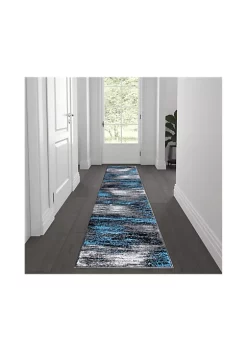 Budget ✨ Rylan Collection 2' x 7' Blue Abstract Area Rug - Olefin Rug with Jute Backing for Hallway, Entryway, Bedroom, Living Room by Belnick 🎁