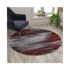 Flash Sale 🛒 Rylan Collection 5' x 5' Round Red Abstract Area Rug - Olefin Rug with Jute Backing - Living Room, Bedroom, & Family Rooms by Belnick ✨