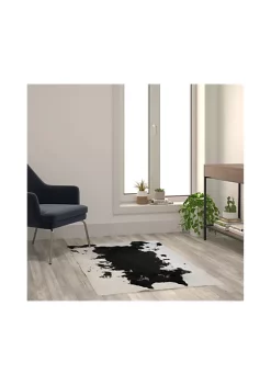 Hot Sale 🥰 Barstow Collection 3' x 5' Black Faux Cowhide Print Olefin Area Rug with Jute Backing for Living Room, Bedroom, Entryway by Belnick ⌛