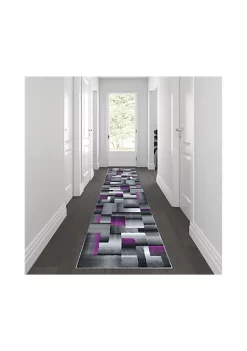 Buy 🔔 Elio Collection 2' x 10' Purple Color Blocked Area Rug - Olefin Rug with Jute Backing - Entryway, Living Room, or Bedroom by Belnick 💯