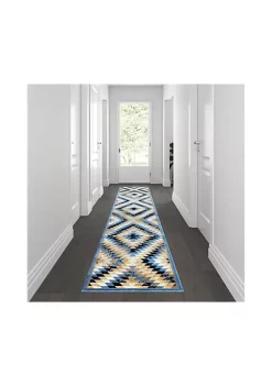Brand new βοΈ Teagan Collection Southwestern Blue Area Rug - Olefin Rug with Jute Backing - Entryway, Living Room, Bedroom by Belnick π