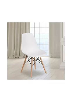 Best Pirce ๐ Elon Series White Plastic Chair with Wooden Legs by Belnick โ