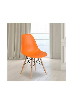 Promo 💯 Elon Series Orange Plastic Chair with Wooden Legs by Belnick ✨