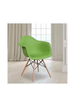Best Sale ⭐ Alonza Series Green Plastic Chair with Wooden Legs by Belnick 🌟