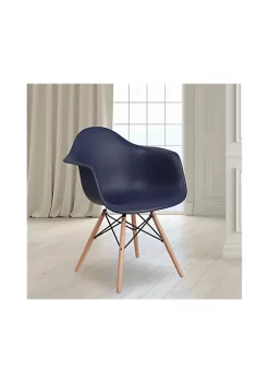 New π Alonza Series Navy Plastic Chair with Wooden Legs by Belnick π₯