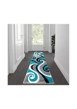Best reviews of π Athos Collection 2' x 7' Turquoise Abstract Area Rug - Olefin Rug with Jute Backing - Hallway, Entryway, or Bedroom by Belnick π