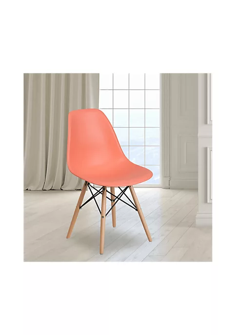 New 𧨠Elon Series Peach Plastic Chair with Wooden Legs - FH130DPPPEGG by Belnick β 2 New 𧨠Elon Series Peach Plastic Chair with Wooden Legs - FH130DPPPEGG by Belnick β - Image 2
