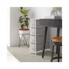 Promo 🤩 4 Drawer Slim Wood Top White Cast Iron Frame 👗 Dresser Storage Tower with Light Gray Easy Pull Fabric Drawers by Belnick ✔️