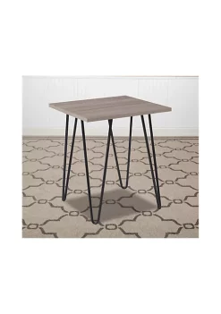 Discount π Oak Park Collection Driftwood Wood Grain Finish End Table with Black Metal Legs by Belnick π