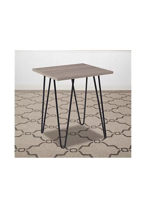 Discount π Oak Park Collection Driftwood Wood Grain Finish End Table with Black Metal Legs by Belnick π 1 Discount π Oak Park Collection Driftwood Wood Grain Finish End Table with Black Metal Legs by Belnick π