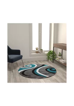 Discount ❤️ Athos Collection 4' x 4' Turquoise Abstract Area Rug - Olefin Rug with Jute Backing - Hallway, Entryway, or Bedroom by Belnick 😍