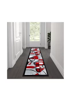 Hot Sale 🥰 Elias Collection Red Geometric Abstract Area Rug - Olefin Rug with Jute Backing - Hallway, Entryway, or Bedroom by Belnick 👍