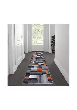 Discount 🤩 Elio Collection Orange Color Blocked Area Rug - Olefin Rug with Jute Backing - Entryway, Living Room, or Bedroom by Belnick 🧨 -Belnick Sales Shop Belk 2897