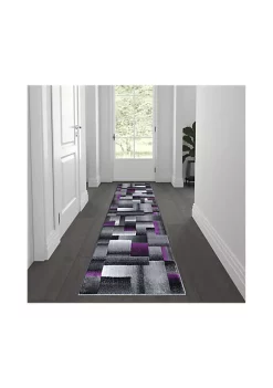 Flash Sale 👍 Elio Collection 2' x 7' Purple Color Blocked Area Rug - Olefin Rug with Jute Backing - Entryway, Living Room, or Bedroom by Belnick 😀