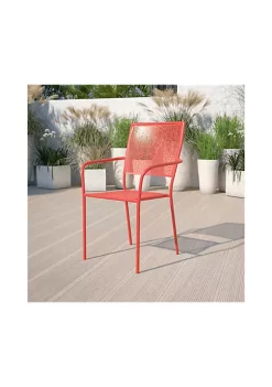 Promo 👏 Commercial Grade Indoor Outdoor Steel Patio Arm Chair with Square Back by Belnick ⌛