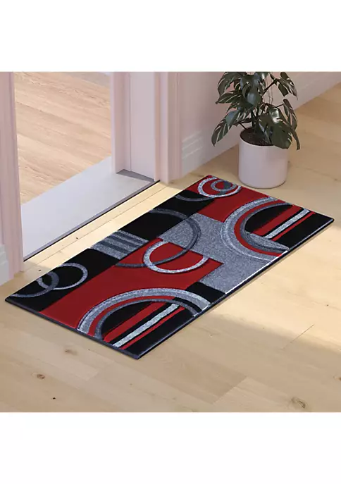 Hot Sale β¨ Audra Collection Red Geometric Abstract Area Rug - Olefin Rug with Jute Backing - Entryway, Living Room, or Bedroom by Belnick π 2 Hot Sale β¨ Audra Collection Red Geometric Abstract Area Rug - Olefin Rug with Jute Backing - Entryway, Living Room, or Bedroom by Belnick π - Image 2
