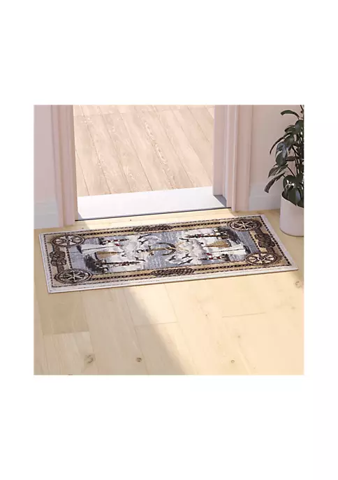 Budget π Edmund Collection Beige Nautical Themed Area Rug with Jute Backing by Belnick π 1 Budget π Edmund Collection Beige Nautical Themed Area Rug with Jute Backing by Belnick π