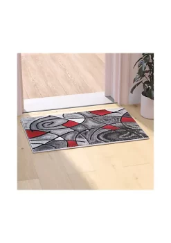 Best Sale β¨ Jubilee Collection 2' x 3' Red Abstract Pattern Area Rug - Olefin Rug with Jute Backing for Hallway, Entryway, or Bedroom by Belnick β