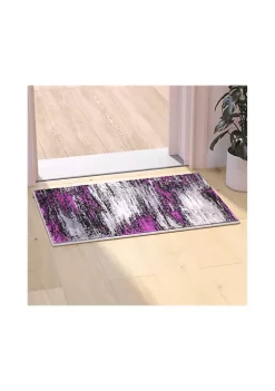 Budget 💯 Rylan Collection 2' x 3' Purple Abstract Scraped Area Rug - Olefin Rug with Jute Backing - Living Room, Bedroom, & Entryway by Belnick 😀