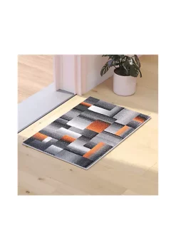 Best deal 🔔 Elio Collection Orange Color Blocked Area Rug - Olefin Rug with Jute Backing - Entryway, Living Room, or Bedroom by Belnick ⭐ -Belnick Sales Shop Belk 2987
