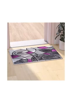 Best Pirce 🎉 Jubilee Collection 2' x 3' Purple Abstract Pattern Area Rug - Olefin Rug with Jute Backing for Hallway, Entryway, or Bedroom by Belnick 👏