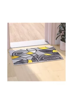 Hot Sale 🛒 Jubilee Collection Yellow Abstract Pattern Area Rug - Olefin Rug with Jute Backing for Hallway, Entryway, or Bedroom by Belnick 🔔