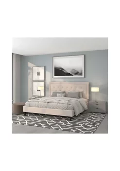 Best Sale ⌛ Roxbury King Size Tufted Upholstered Platform Bed in Beige Fabric by Belnick 👏