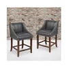 Best Pirce ⭐ Carmel Series 24" High Transitional Walnut Counter Height Stool with Nail Trim in Dark Gray LeatherSoft, Set of 2 by Belnick 💯