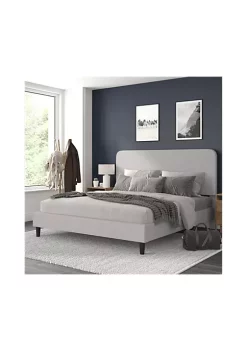 Budget 🥰 Addison Light Grey King Fabric Upholstered Platform Bed - Headboard with Rounded Edges - No Box Spring or Foundation Needed by Belnick 🎁