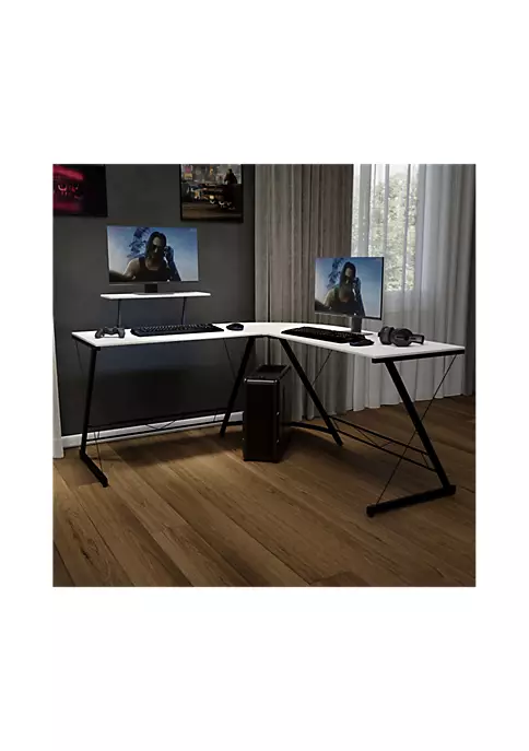 Discount π― L-Shaped Desk 71.5" Computer Corner Desk, Home Office Corner Desk, Gaming Desk, Space Saving, Easy to Assemble, White/Black by Belnick β¨ 2 Discount π― L-Shaped Desk 71.5" Computer Corner Desk, Home Office Corner Desk, Gaming Desk, Space Saving, Easy to Assemble, White/Black by Belnick β¨ - Image 2