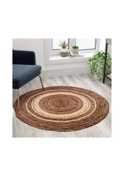 Discount ✔️ Natural Fiber Jute Area Rug 4 Foot Round - Braided Indoor Jute Rug - Natural Area Rugs by Belnick 🌟