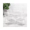 Best Pirce 🥰 Commercial Grade 35.5" Square Indoor Outdoor Steel Patio Table Set with 4 Square Back Chairs by Belnick 🤩