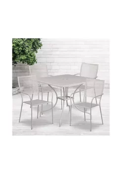 Best Pirce 🥰 Commercial Grade 35.5" Square Indoor Outdoor Steel Patio Table Set with 4 Square Back Chairs by Belnick 🤩 -Belnick Sales Shop Belk 382