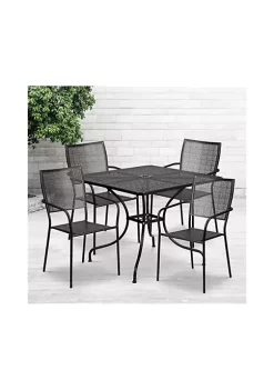 Best Pirce 🥰 Commercial Grade 35.5" Square Indoor Outdoor Steel Patio Table Set with 4 Square Back Chairs by Belnick 🤩 -Belnick Sales Shop Belk 383