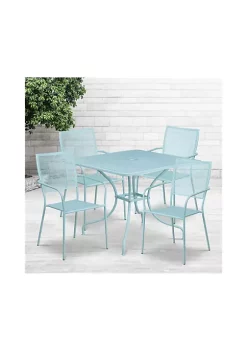 Best Pirce 🥰 Commercial Grade 35.5" Square Indoor Outdoor Steel Patio Table Set with 4 Square Back Chairs by Belnick 🤩 -Belnick Sales Shop Belk 384