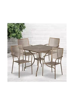 Best Pirce 🥰 Commercial Grade 35.5" Square Indoor Outdoor Steel Patio Table Set with 4 Square Back Chairs by Belnick 🤩 -Belnick Sales Shop Belk 385