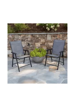 Flash Sale 💯 Black Outdoor Folding Patio Sling Chair (2 Pack) by Belnick 👏