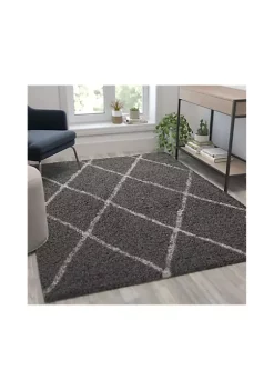 Brand new 👍 Shag Style Diamond Trellis Area Rug - 5' x 7' - Charcoal/Ivory Polyester (PET) by Belnick 🌟