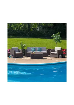 Brand new 🛒 4 Piece Outdoor Faux Rattan Chair Sofa and Table Set by Belnick ⌛