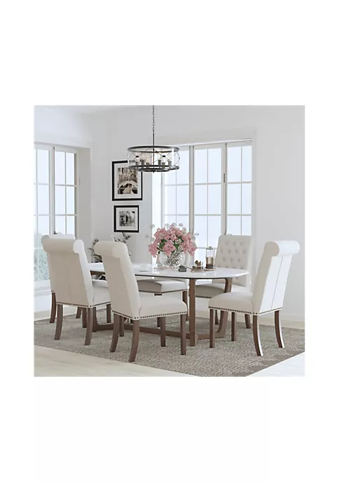 Coupon π Set of 6 HERCULES Series Beige Fabric Parsons Chairs with Rolled Back, Accent Nail Trim and Walnut Finish by Belnick π 1 Coupon π Set of 6 HERCULES Series Beige Fabric Parsons Chairs with Rolled Back, Accent Nail Trim and Walnut Finish by Belnick π