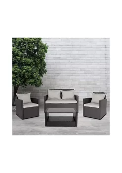 Cheap 😍 Aransas Series 4 Piece Black Patio Set with Gray Back Pillows and Seat Cushions by Belnick 😀