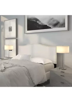New 🤩 Lexington Upholstered Queen Size Headboard with Accent Nail Trim in White Fabric by Belnick ⌛