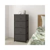 Outlet 🧨 4 Drawer Wood Top Black Cast Iron Frame Vertical Storage 👗 Dresser with Dark Gray Easy Pull Fabric Drawers by Belnick 🛒