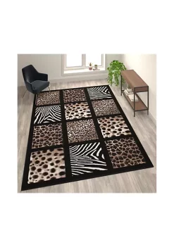 Cheapest 😉 Menagerie Collection 8' x 11' Modern Animal Print Olefin Area Rug - Cheetah, Leopard, Zebra and Giraffe Design Raised Squares by Belnick 🧨