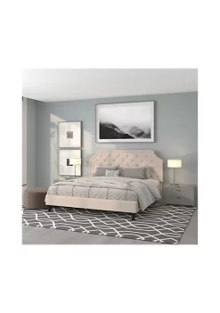 Buy 😉 Brighton King Size Tufted Upholstered Platform Bed in Beige Fabric by Belnick 😀