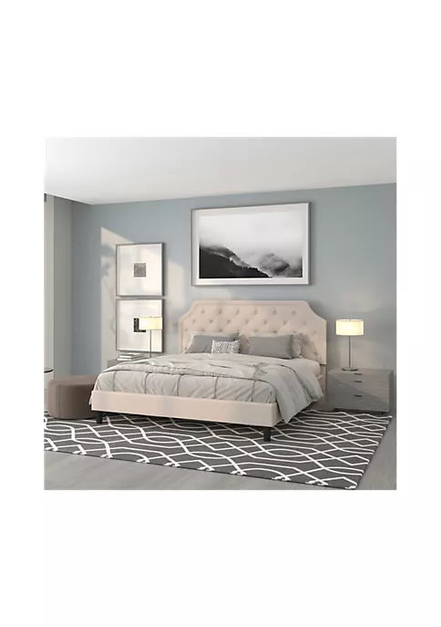 Buy π Brighton King Size Tufted Upholstered Platform Bed in Beige Fabric by Belnick π 2 Buy π Brighton King Size Tufted Upholstered Platform Bed in Beige Fabric by Belnick π - Image 2