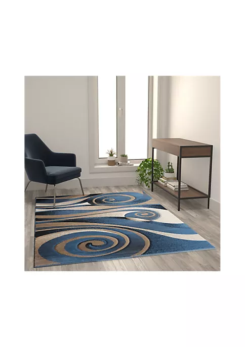 Cheapest π Coterie Collection Modern Circular Patterned Indoor Area Rug - Blue and Beige Olefin Fibers with Jute Backing by Belnick π 2 Cheapest π Coterie Collection Modern Circular Patterned Indoor Area Rug - Blue and Beige Olefin Fibers with Jute Backing by Belnick π - Image 2